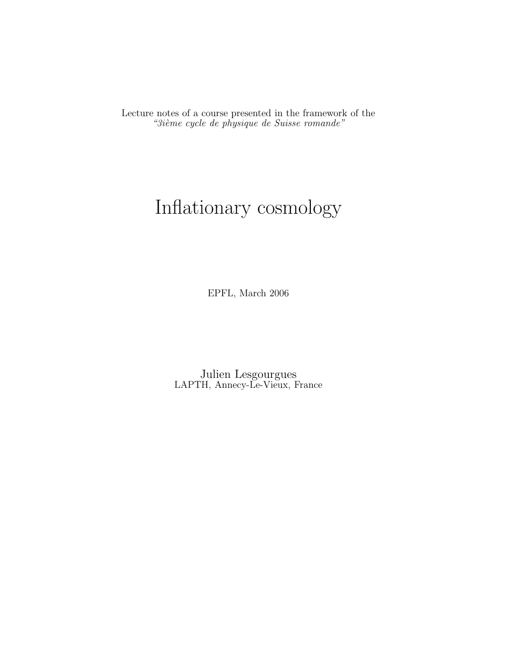 Inflationary Cosmology