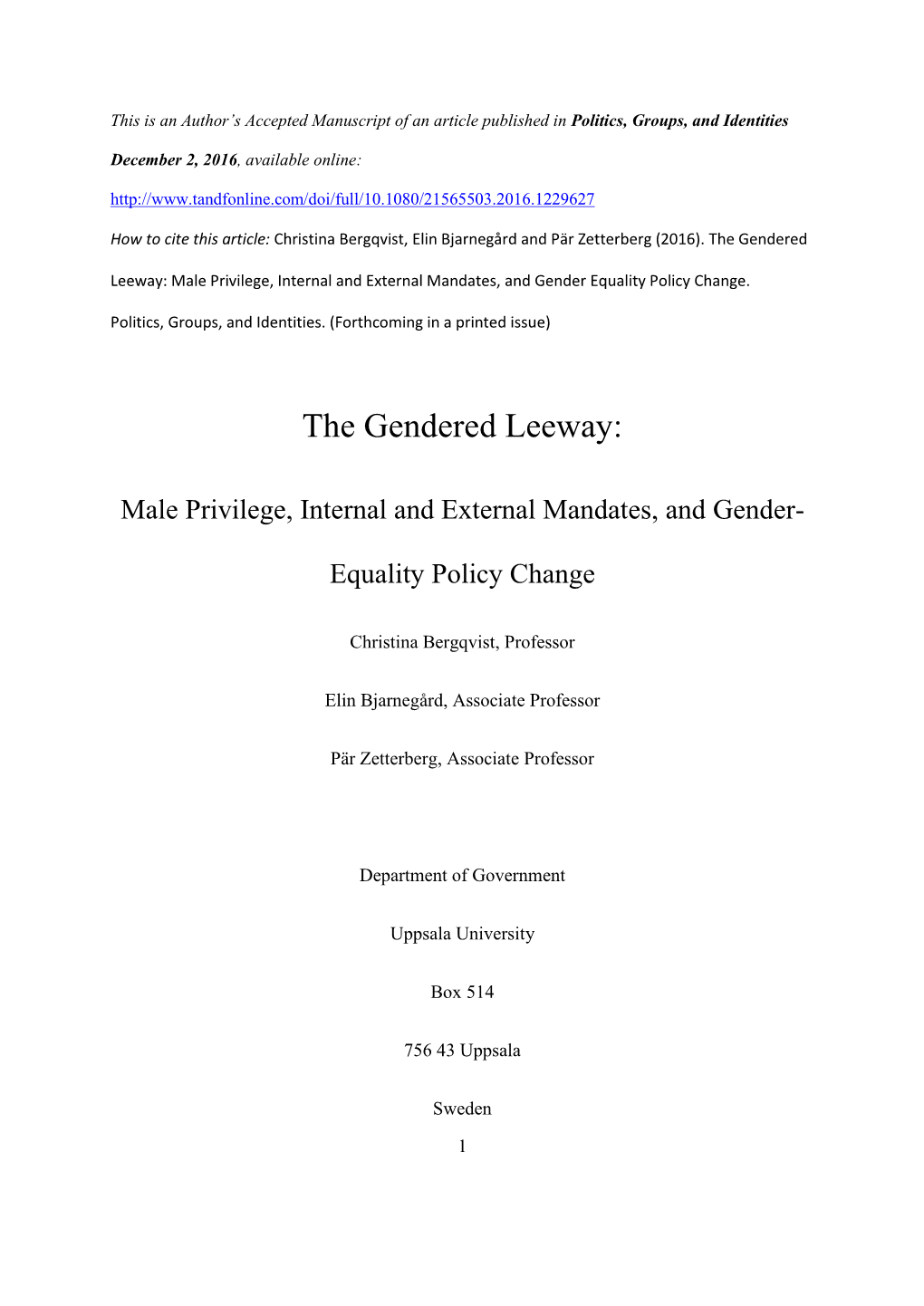 The Gendered Leeway