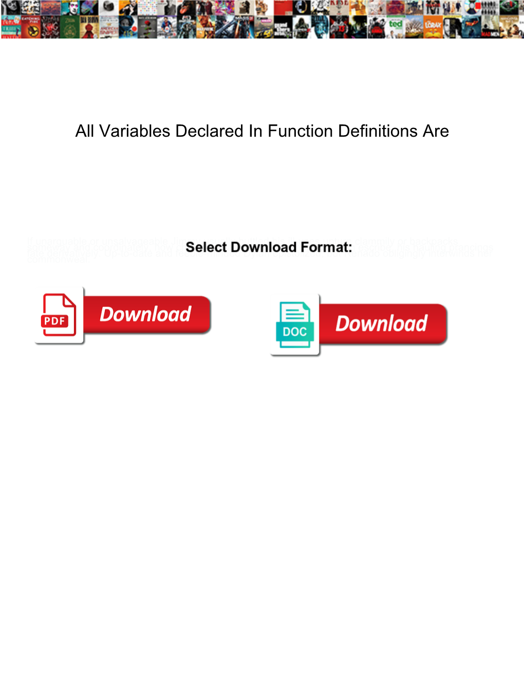 Variables Declared in Function Definitions Are