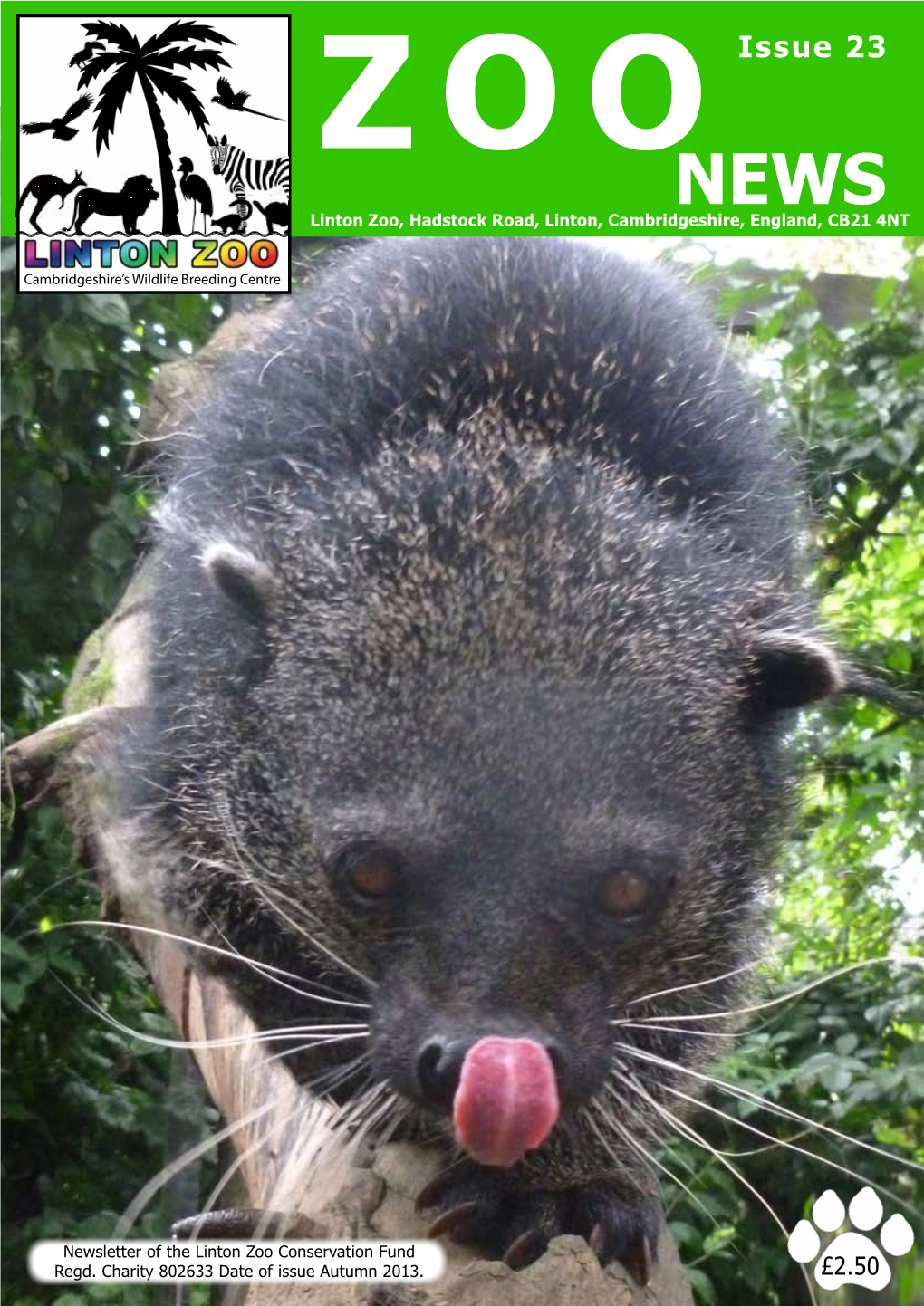 Issue 23 NEWS Linton Zoo, Hadstock Road, Linton, Cambridgeshire, England, CB21 4NT