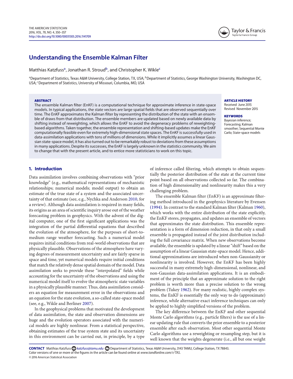 Understanding the Ensemble Kalman Filter