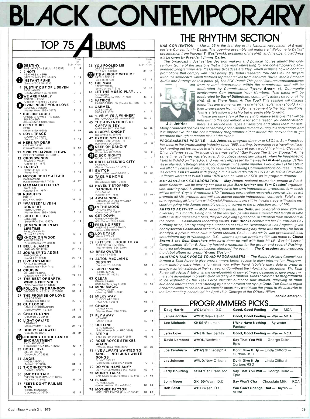 BLACK CONTEMPOR the RHYTHM SECTION NAB CONVENTION - March 25 Is the First Day of the National Association of Broad- TOP 75 LBUMS Casters Convention in Dallas
