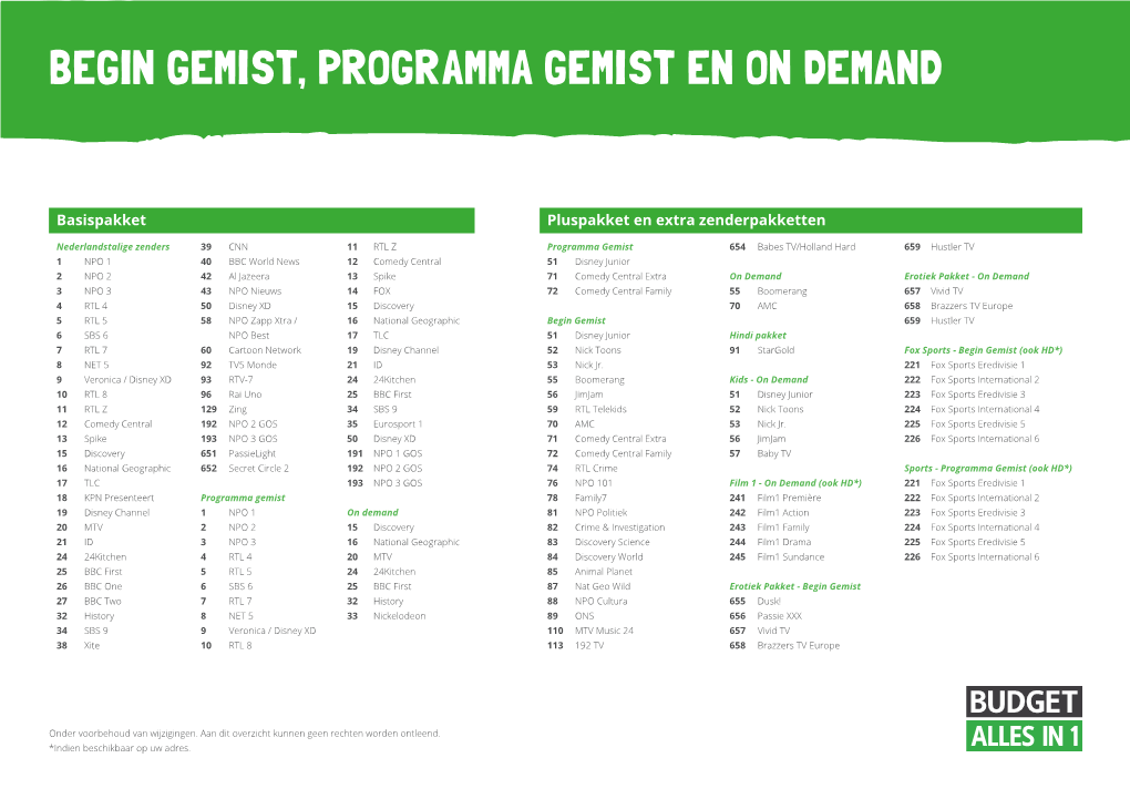 Begin Gemist, Programma Gemist En on Demand