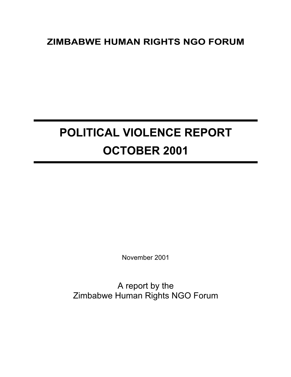 Political Violence Report October 2001