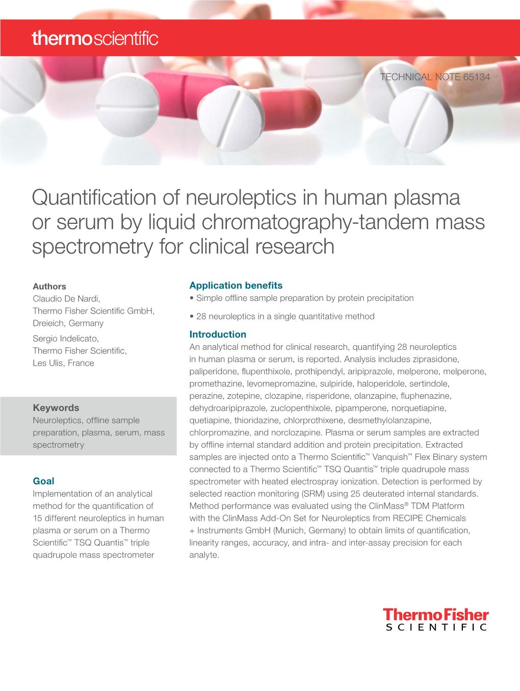 Quantification of Neuroleptics in Human Plasma Or Serum by Liquid Chromatography-Tandem Mass Spectrometry for Clinical Research