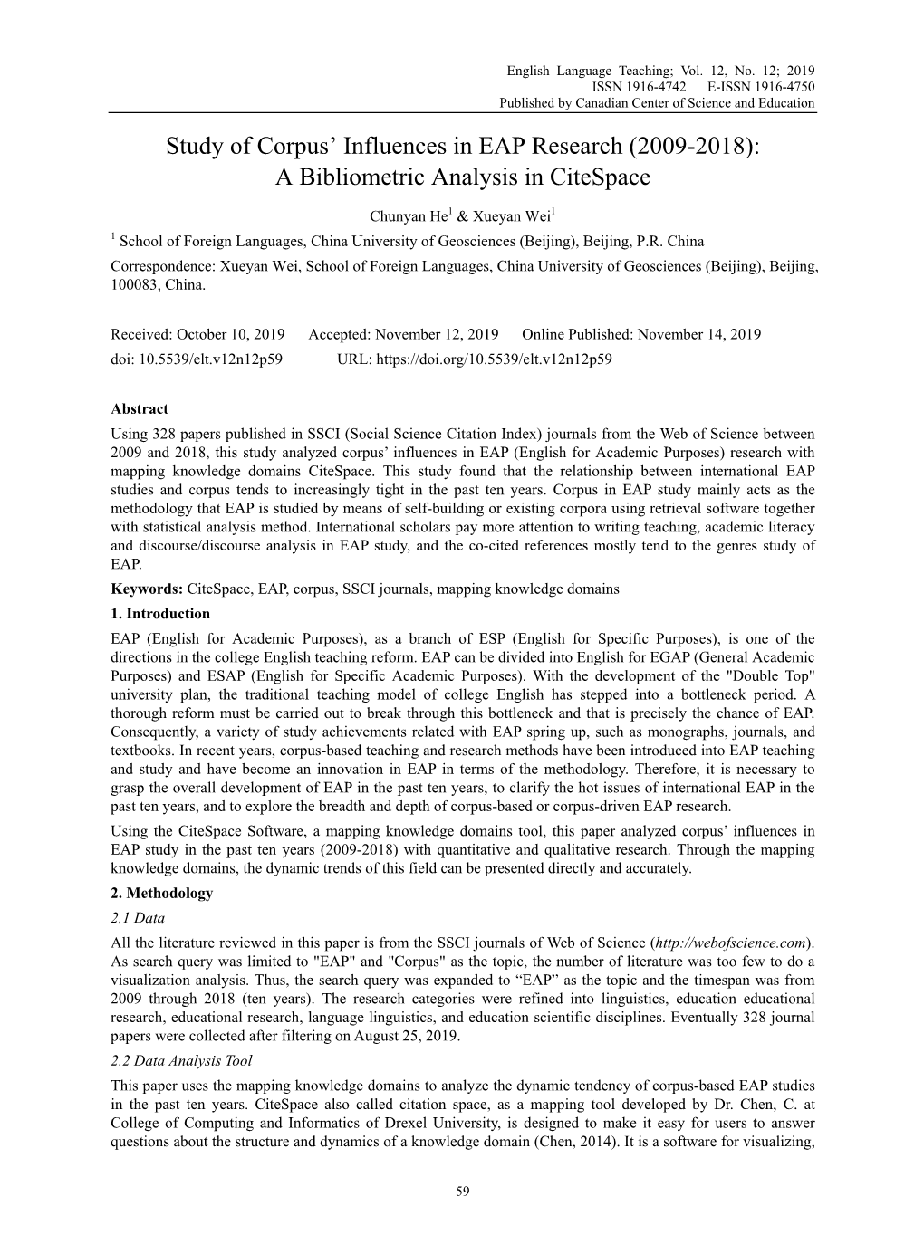 Study of Corpus' Influences in EAP Research (2009-2018)