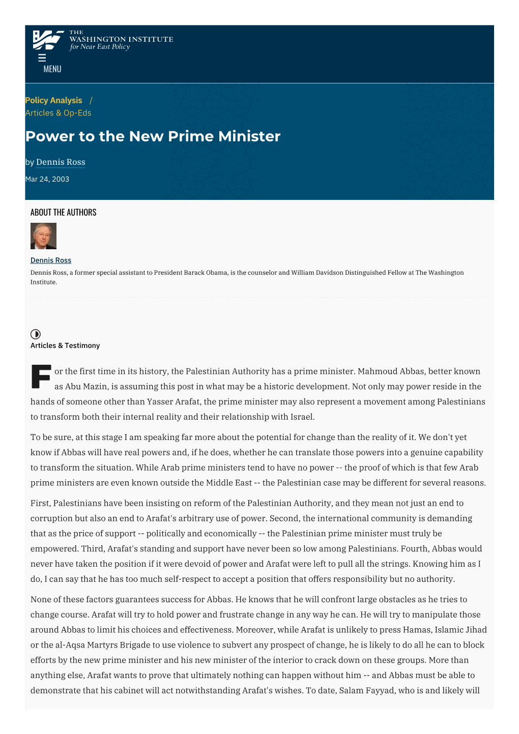 Power to the New Prime Minister | the Washington Institute
