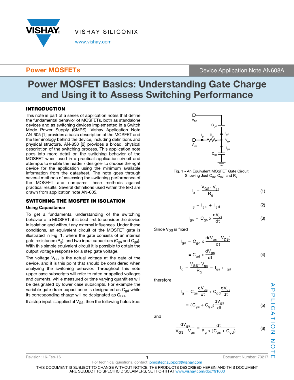 Power MOSFET Basics: Understanding Gate Charge and Using It to Assess Switching Performance