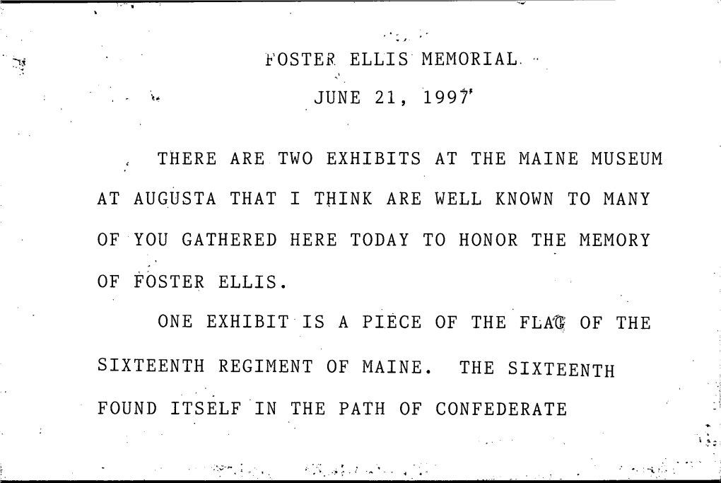 Eulogy for Foster Ellis