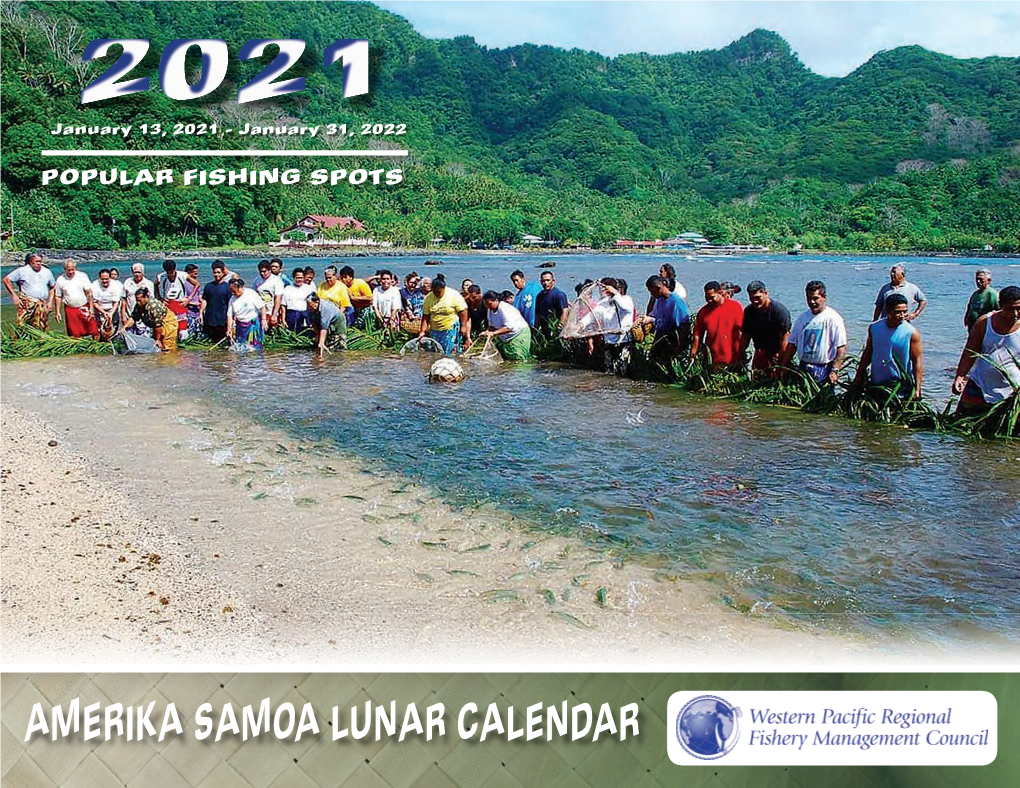 2021 Amerika Samoa Lunar Calendar Highlights 13 Ciﬁc Pelagic Fishery Ecosystem Plans