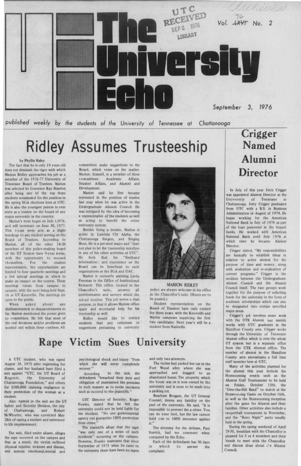 Ridley Assumes Trusteeship