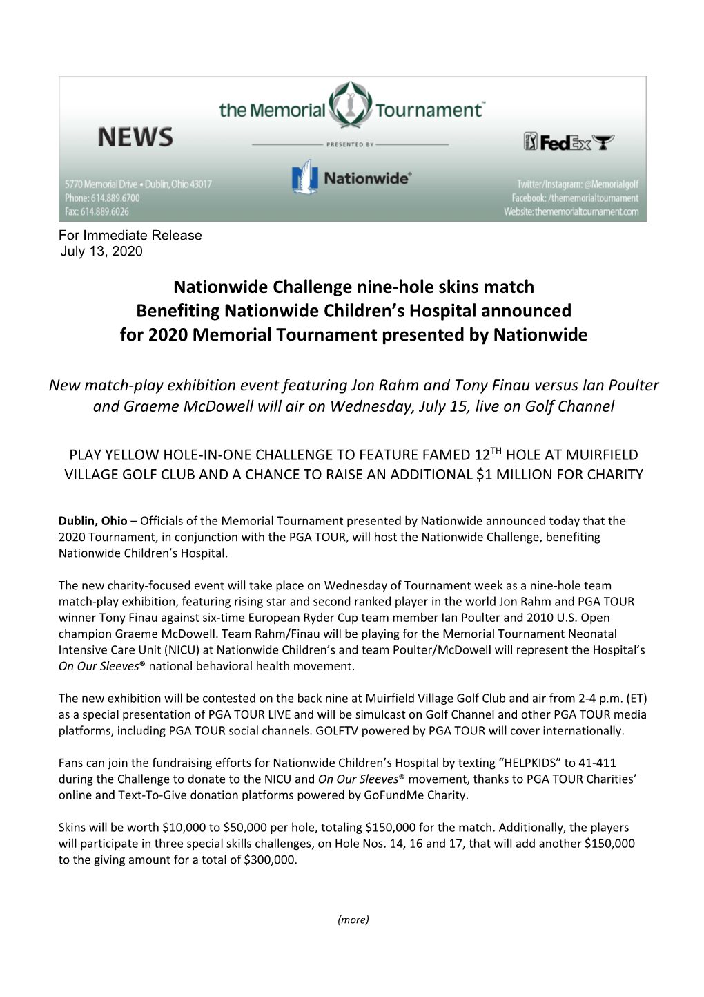 Nationwide Challenge Press Release