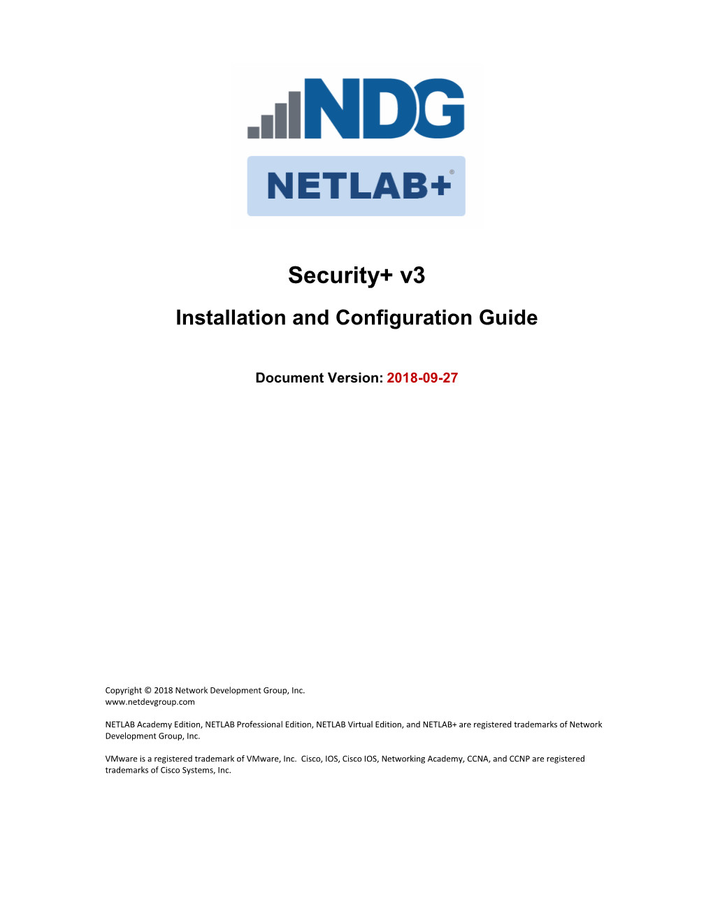 NETLAB+ Security+ V3 Pod Install and Configuration Guide