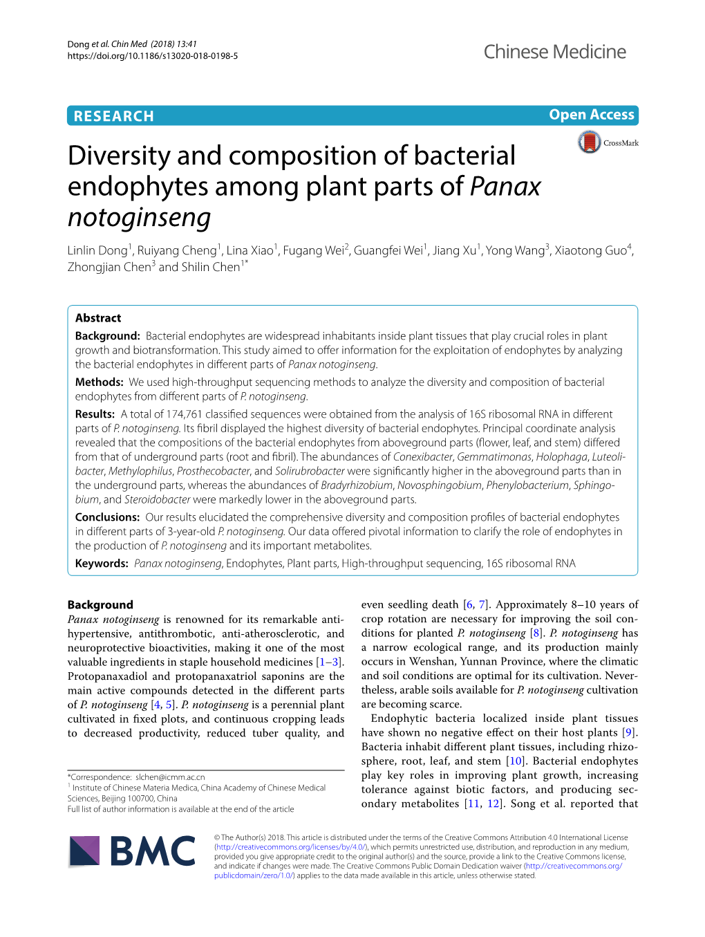 Diversity and Composition of Bacterial Endophytes Among Plant Parts Of