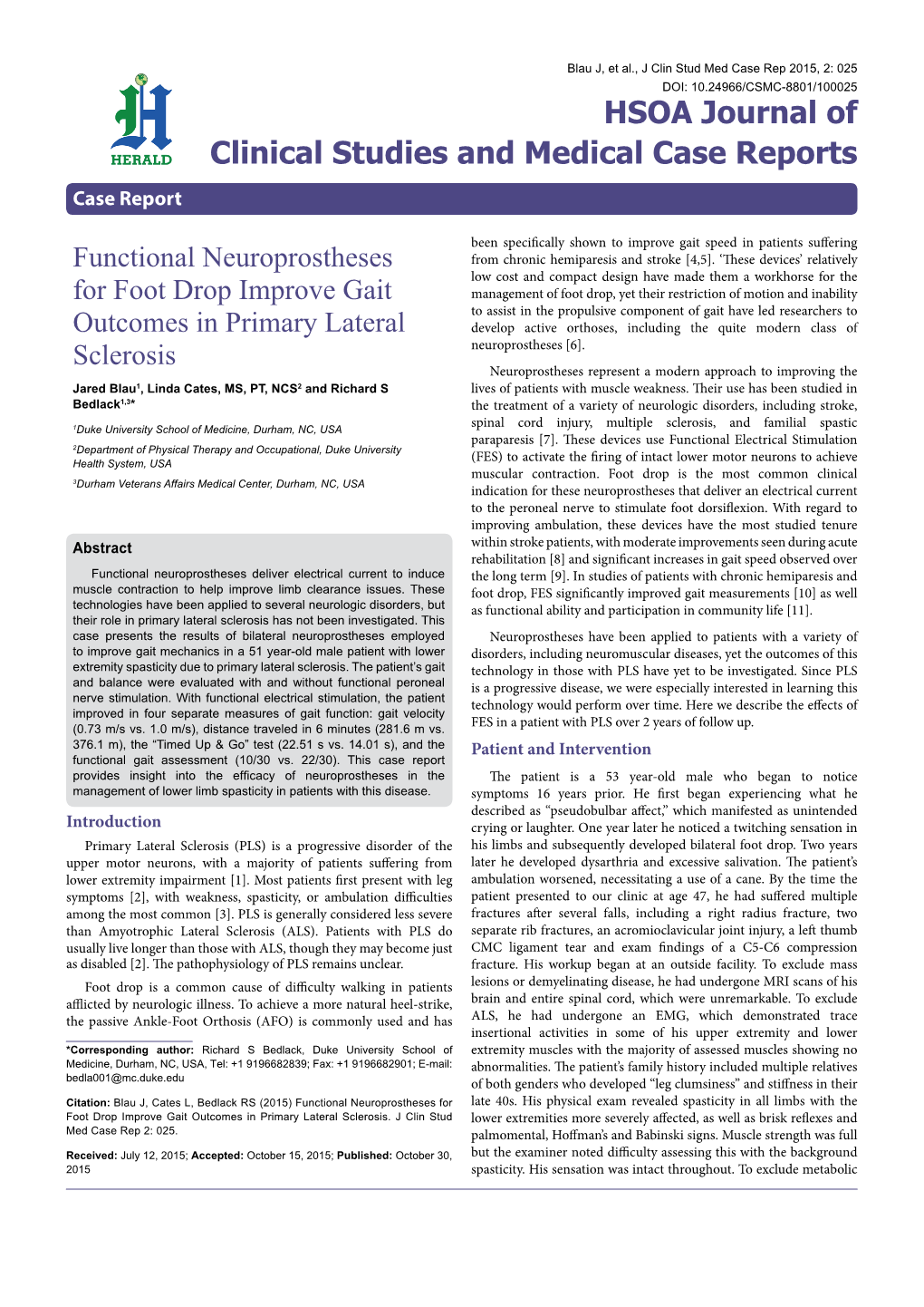 Functional Neuroprostheses for Foot Drop Improve Gait Outcomes in Primary Lateral Sclerosis