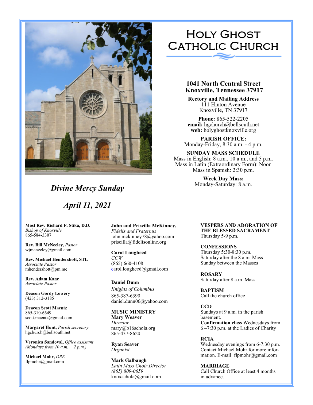 Bulletin for Divine Mercy Sunday
