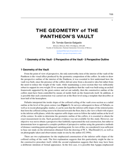 THE GEOMETRY of the PANTHEON's VAULT