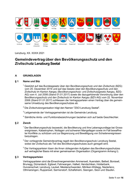 Gemeindevertrag Über Den Bevölkerungsschutz Und Den Zivilschutz Lenzburg Seetal