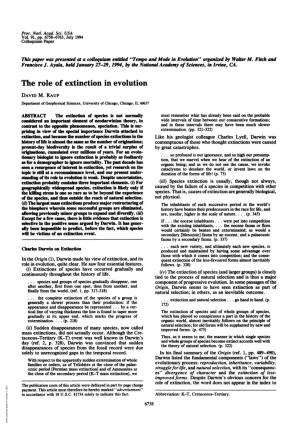 The Role of Extinction in Evolution DAVID M