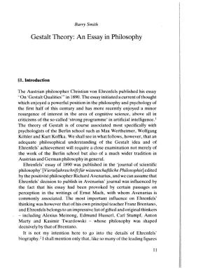 Gestalt Theory: an Essay in Philosophy