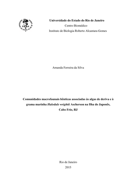 Universidade Do Estado Do Rio De Janeiro Centro Biomédico Instituto De Biologia Roberto Alcantara Gomes