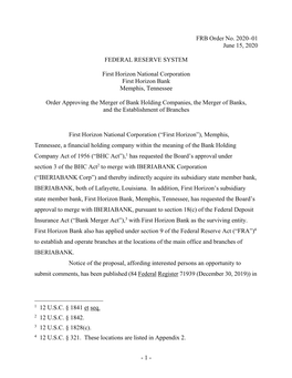 Federal Reserve Board Announces Approval of Application by First