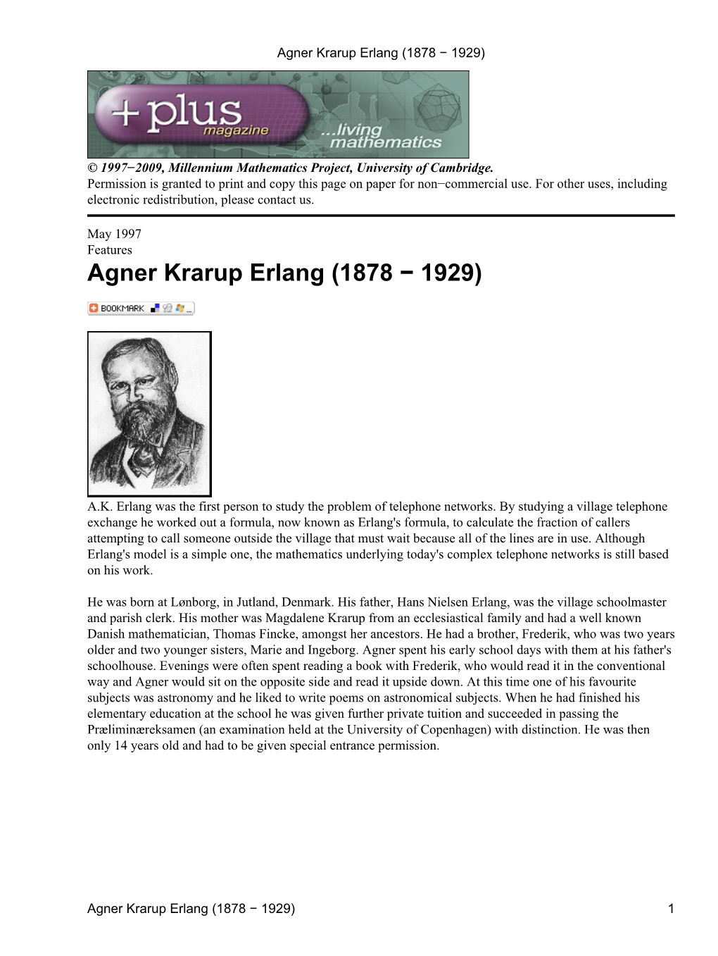 Agner Krarup Erlang (1878 − 1929)