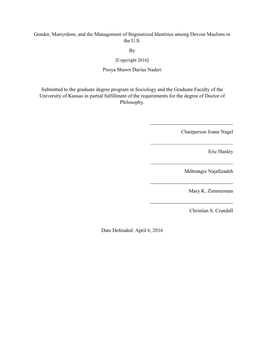 Gender, Martyrdom, and the Management of Stigmatized Identities Among Devout Muslims in the U.S