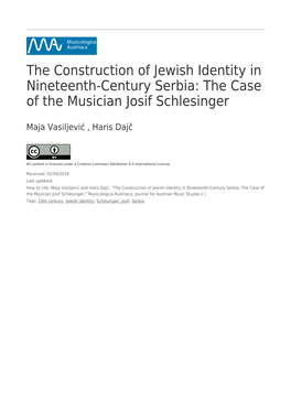 The Construction of Jewish Identity in Nineteenth-Century Serbia: the Case of the Musician Josif Schlesinger