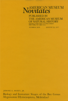 AMERICAN MUSEUM Notltates PUBLISHED by the AMERICAN MUSEUM of NATURAL HISTORY CENTRAL PARK WEST at 79TH STREET NEW YORK, N.Y