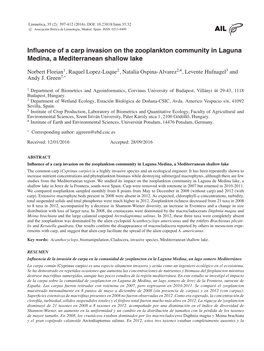 Influence of a Carp Invasion on the Zooplankton Community in Laguna