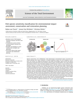 Fish Species Sensitivity Classification for Environmental Impact