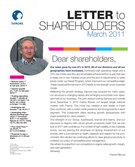 LETTER to SHAREHOLDERS March 2011