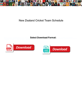 New Zealand Cricket Team Schedule