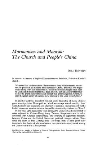 Mormonism and Maoism: the Church and People's China