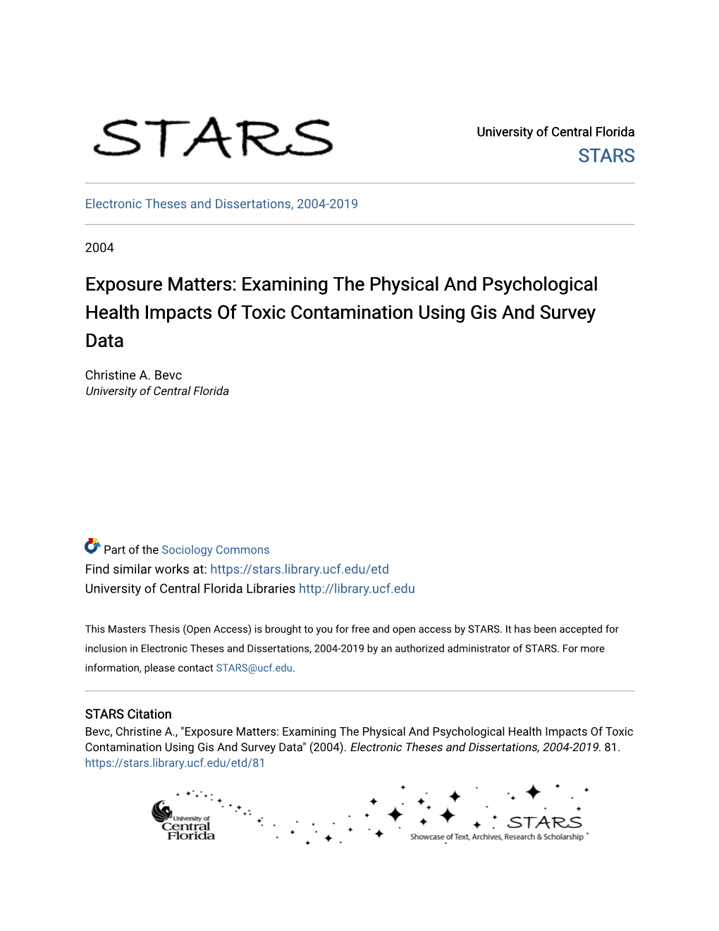 Examining the Physical and Psychological Health Impacts of Toxic Contamination Using Gis and Survey Data