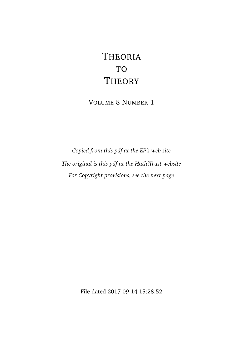 Theoria to Theory