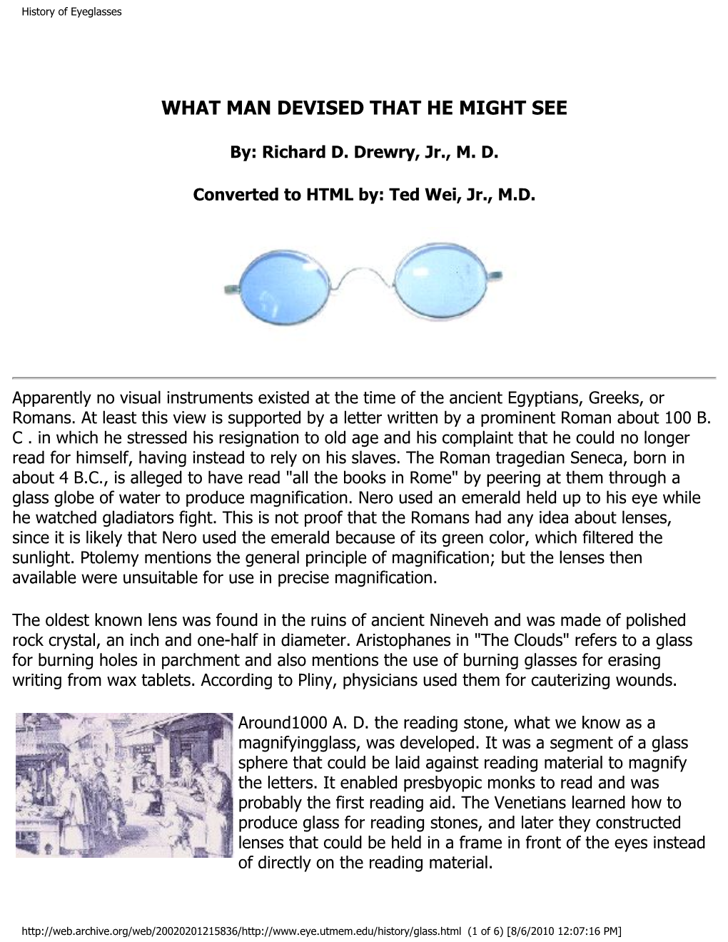 History of Eyeglasses