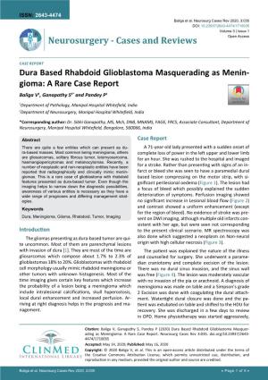 Dura Based Rhabdoid Glioblastoma Masquerading As Meningioma