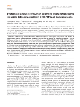 Systematic Analysis of Human Telomeric Dysfunction Using Inducible Telosome/Shelterin CRISPR/Cas9 Knockout Cells