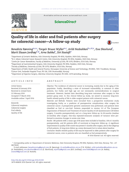 Quality of Life in Older and Frail Patients After Surgery for Colorectal Cancer—A Follow-Up Study