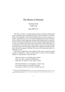 The Hymn to Demeter