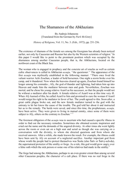 The Shamaness of the Abkhazians