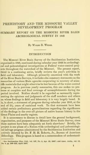 Development Program Summary Repoet on the Missouri River Basin Archeological Survey in 1948