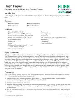 Flash Paper Classifying Matter and Physical Vs