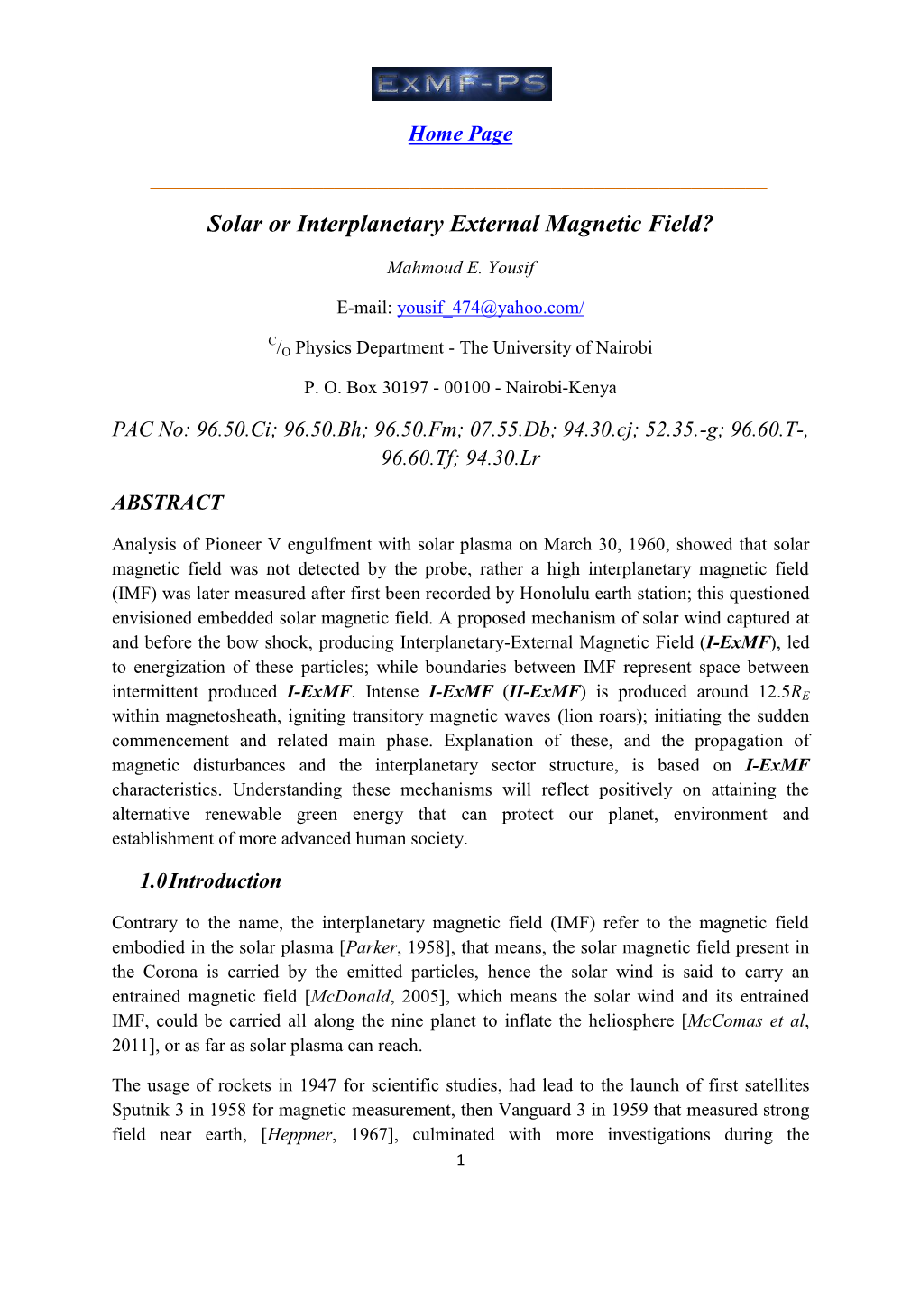 Solar Or Interplanetary External Magnetic Field?