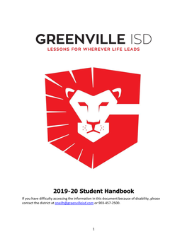 2019-20 Student Handbook