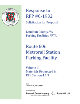 Response to RFP #C-1932 Route 606 Metrorail Station Parking Facility