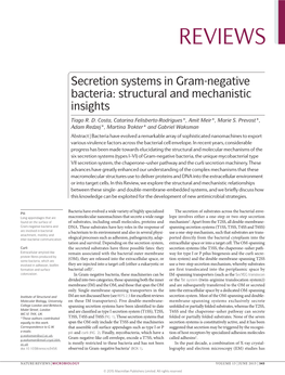 Secretion Systems in Gram-Negative Bacteria: Structural and Mechanistic Insights