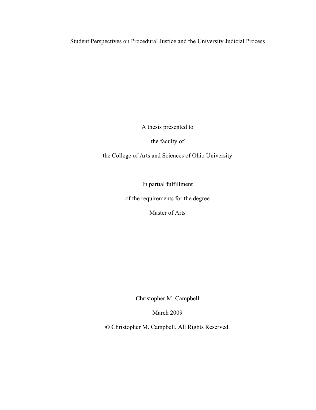 Student Perspectives on Procedural Justice and the University Judicial Process